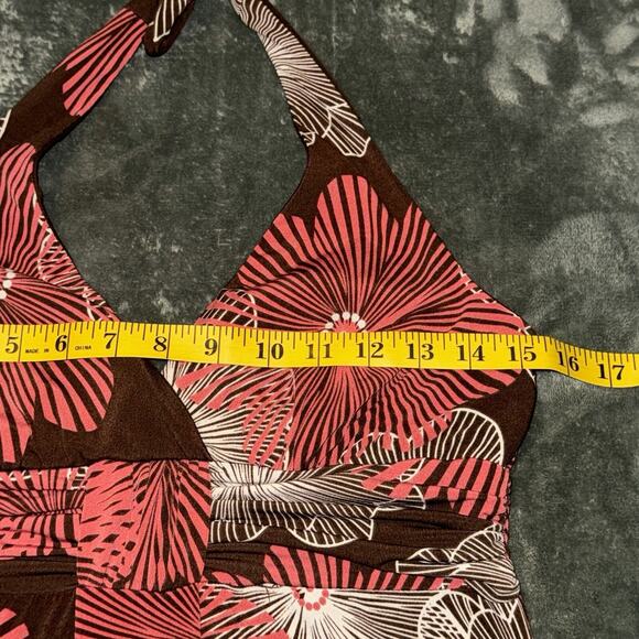 Speechless Halter Dress Women's Large Brown Pink Floral Empire Waist Y2K 2000s - Picture 6 of 7